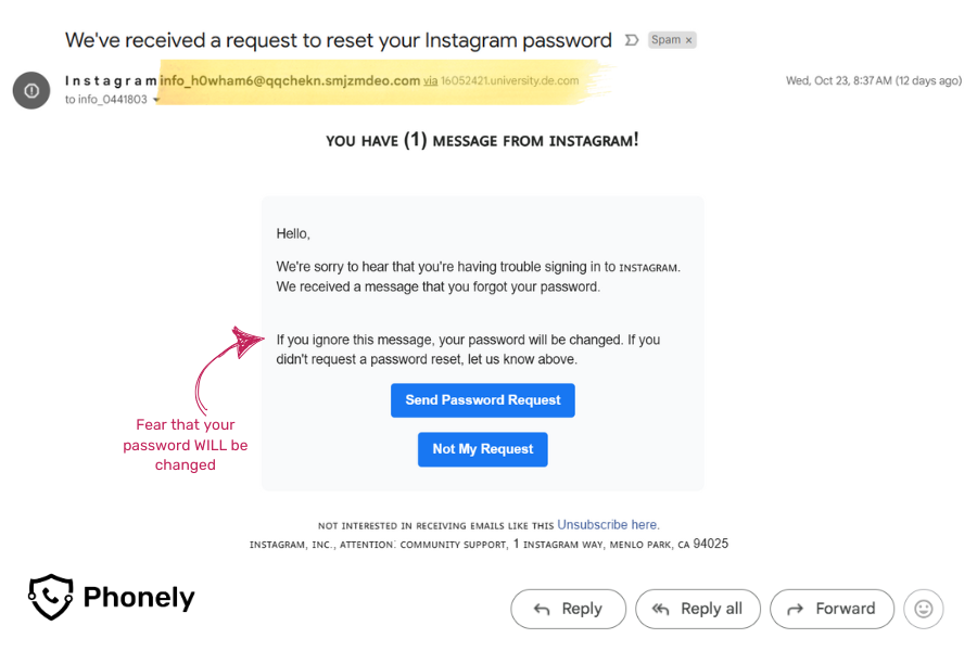 spot a phishing email example